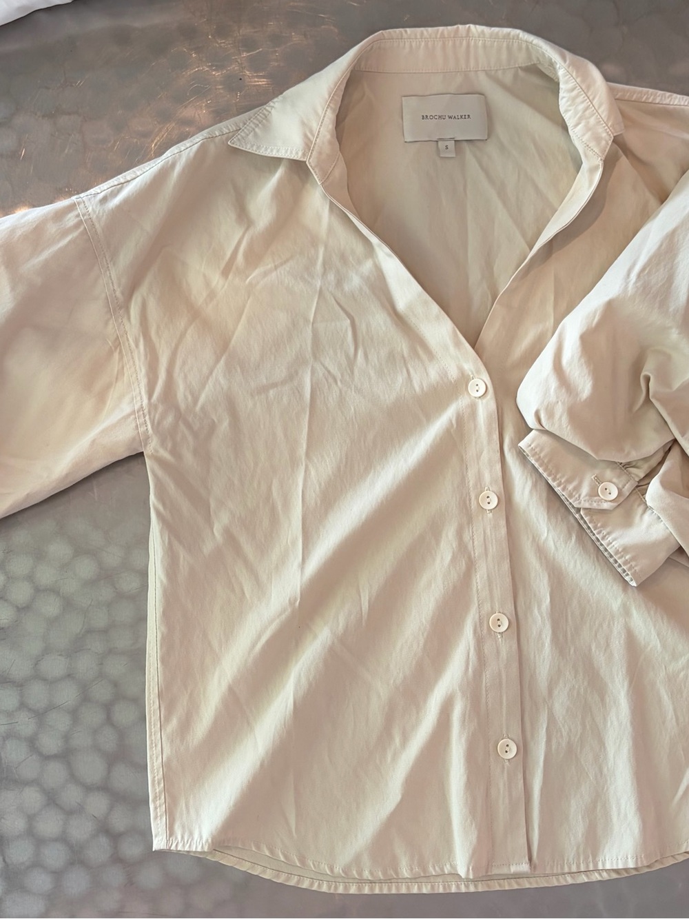 Brochu Walker “The Kate Shirt” Light Cream Button-Down Shirt